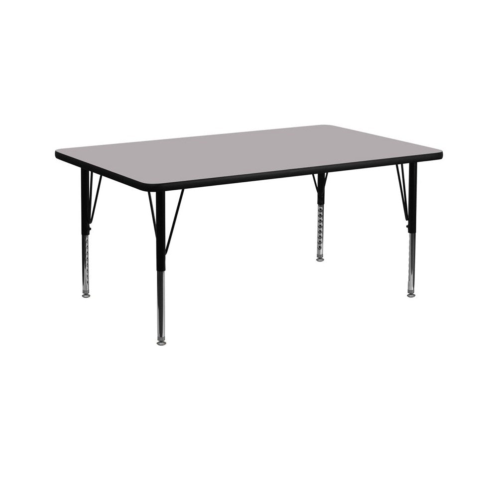 30''W x 72''L Rectangular Gray Thermal Laminate Activity Table - Height Adjustable Short Legs