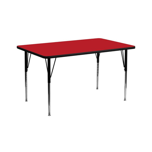 30''W x 72''L Rectangular Red HP Laminate Activity Table - Standard Height Adjustable Legs