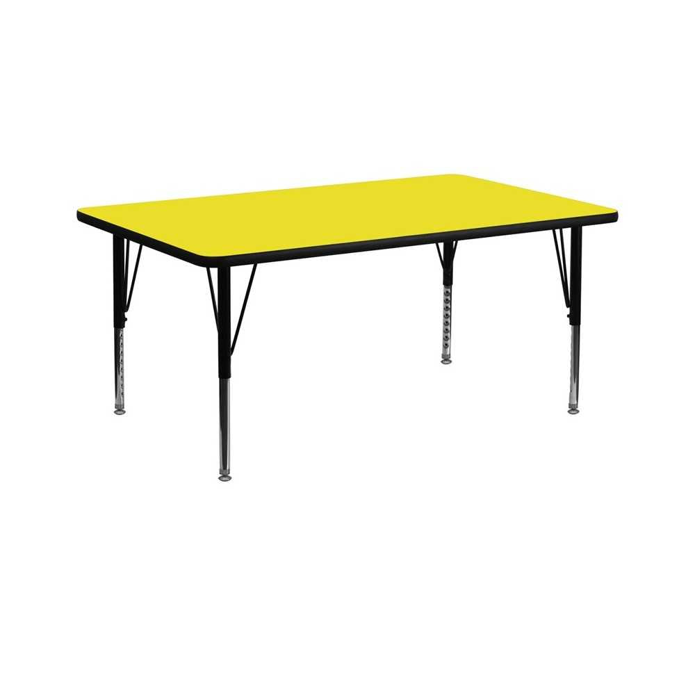 30''W x 72''L Rectangular Yellow HP Laminate Activity Table - Height Adjustable Short Legs