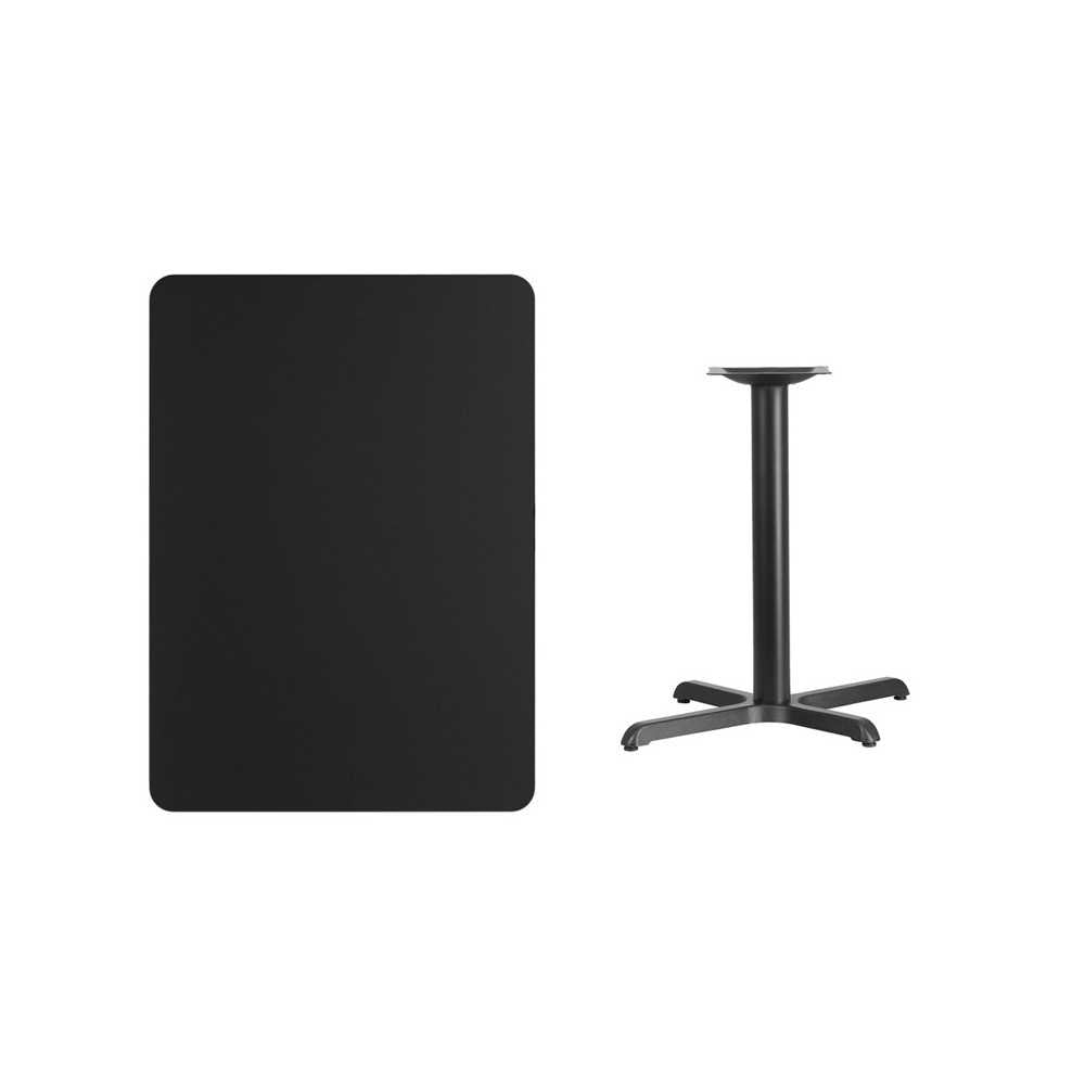 30'' x 42'' Rectangular Black Laminate Table Top with 23.5'' x 29.5'' Table Height Base