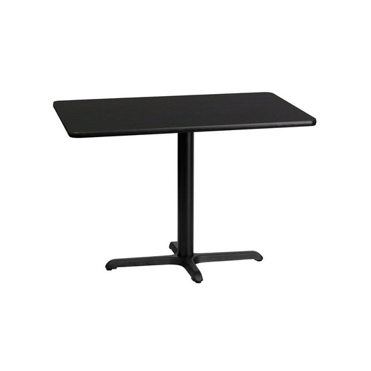 30'' x 42'' Rectangular Black Laminate Table Top with 23.5'' x 29.5'' Table Height Base