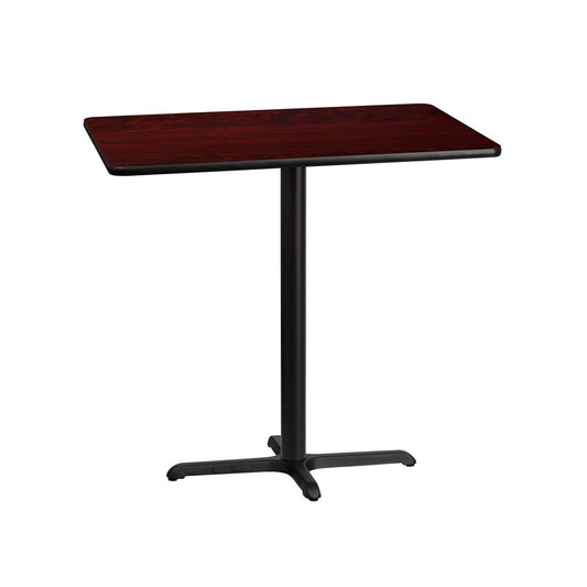 30'' x 42'' Rectangular Mahogany Laminate Table Top with 23.5'' x 29.5'' Bar Height Table Base