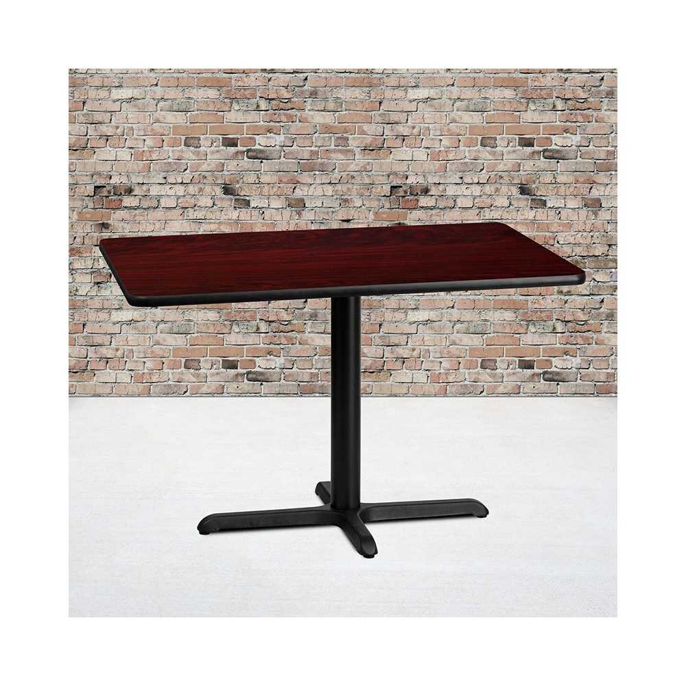 30'' x 42'' Rectangular Mahogany Laminate Table Top with 23.5'' x 29.5'' Table Height Base