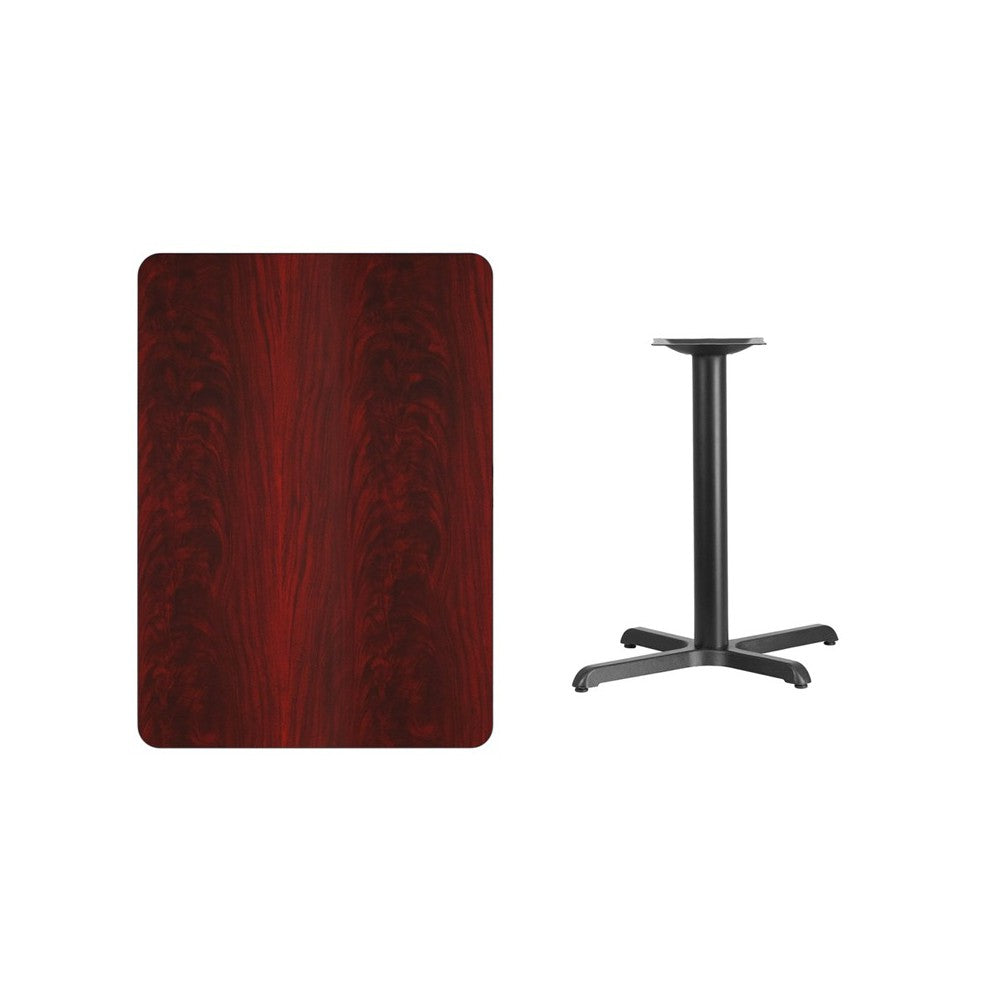 30'' x 42'' Rectangular Mahogany Laminate Table Top with 23.5'' x 29.5'' Table Height Base