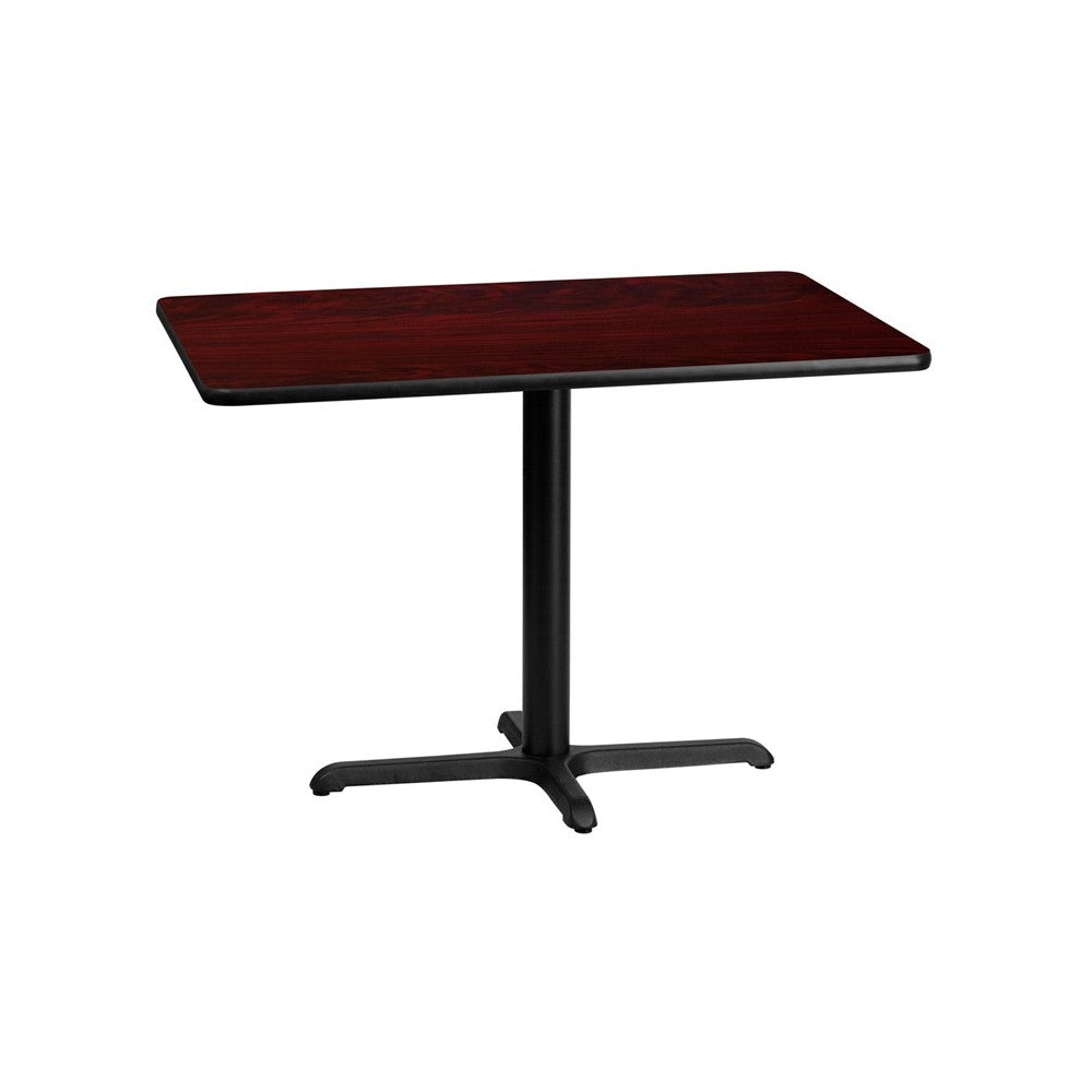 30'' x 42'' Rectangular Mahogany Laminate Table Top with 23.5'' x 29.5'' Table Height Base