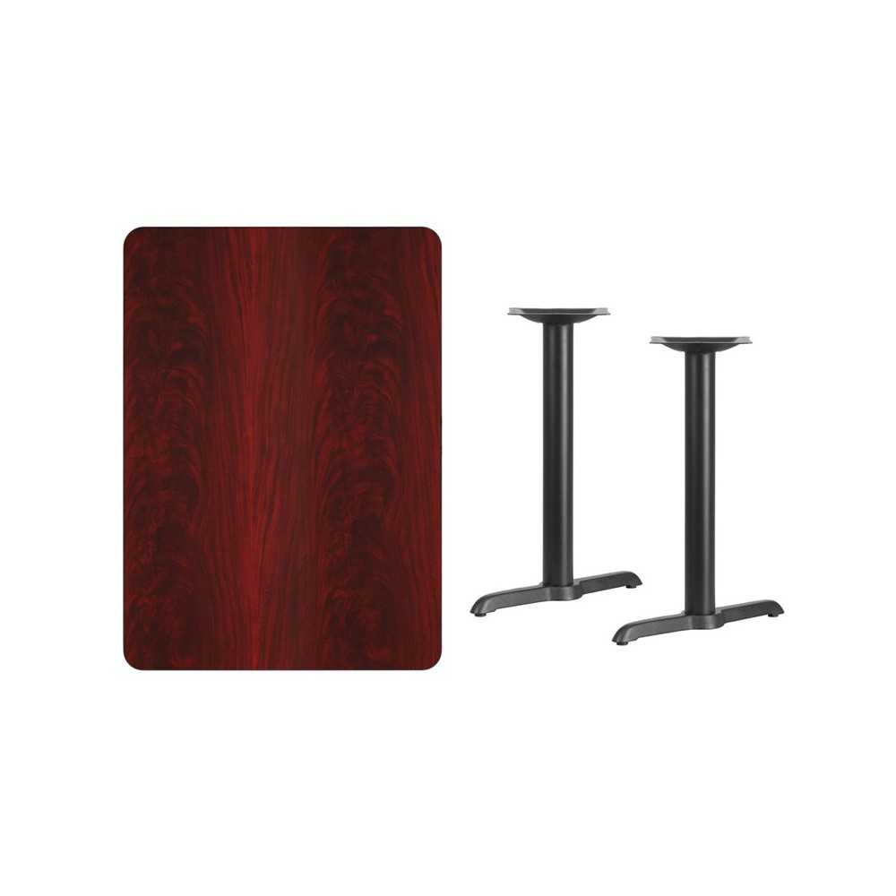 30'' x 42'' Rectangular Mahogany Laminate Table Top with 5'' x 22'' Table Height Bases