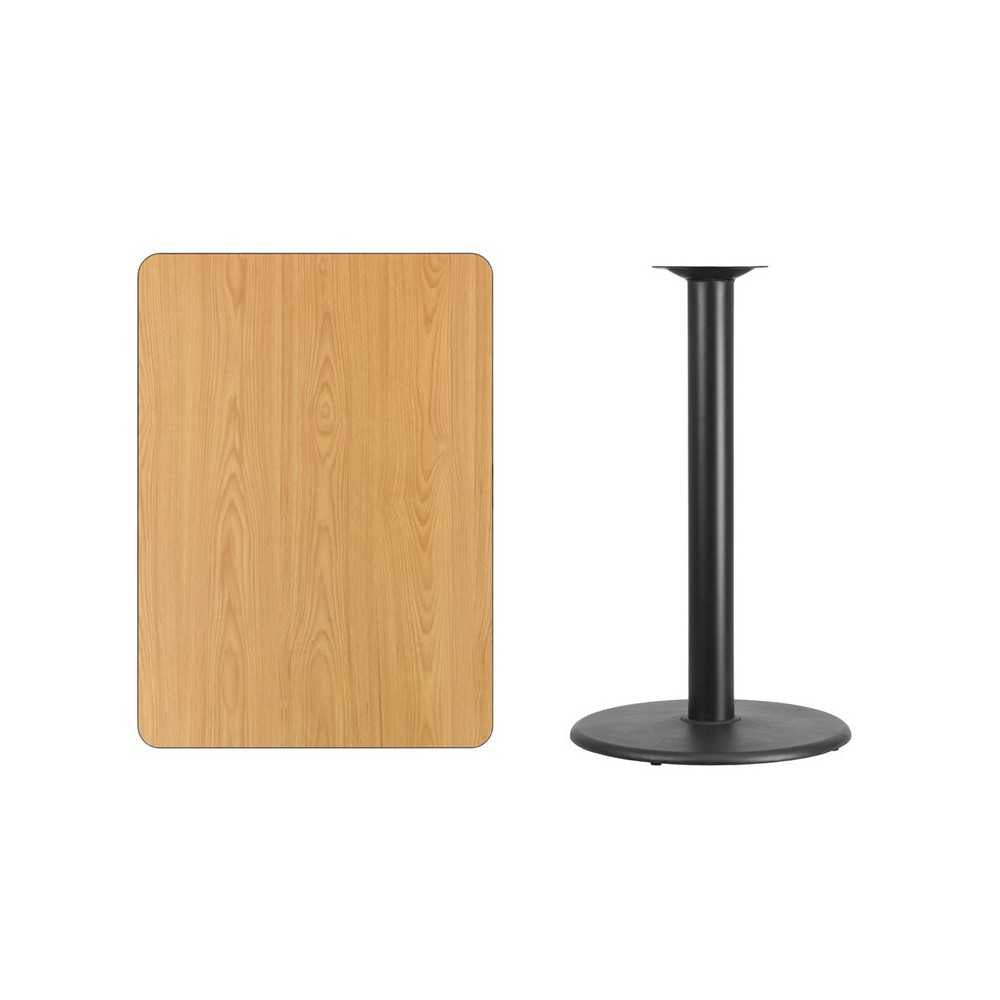 30'' x 42'' Rectangular Natural Laminate Table Top with 24'' Round Bar Height Table Base