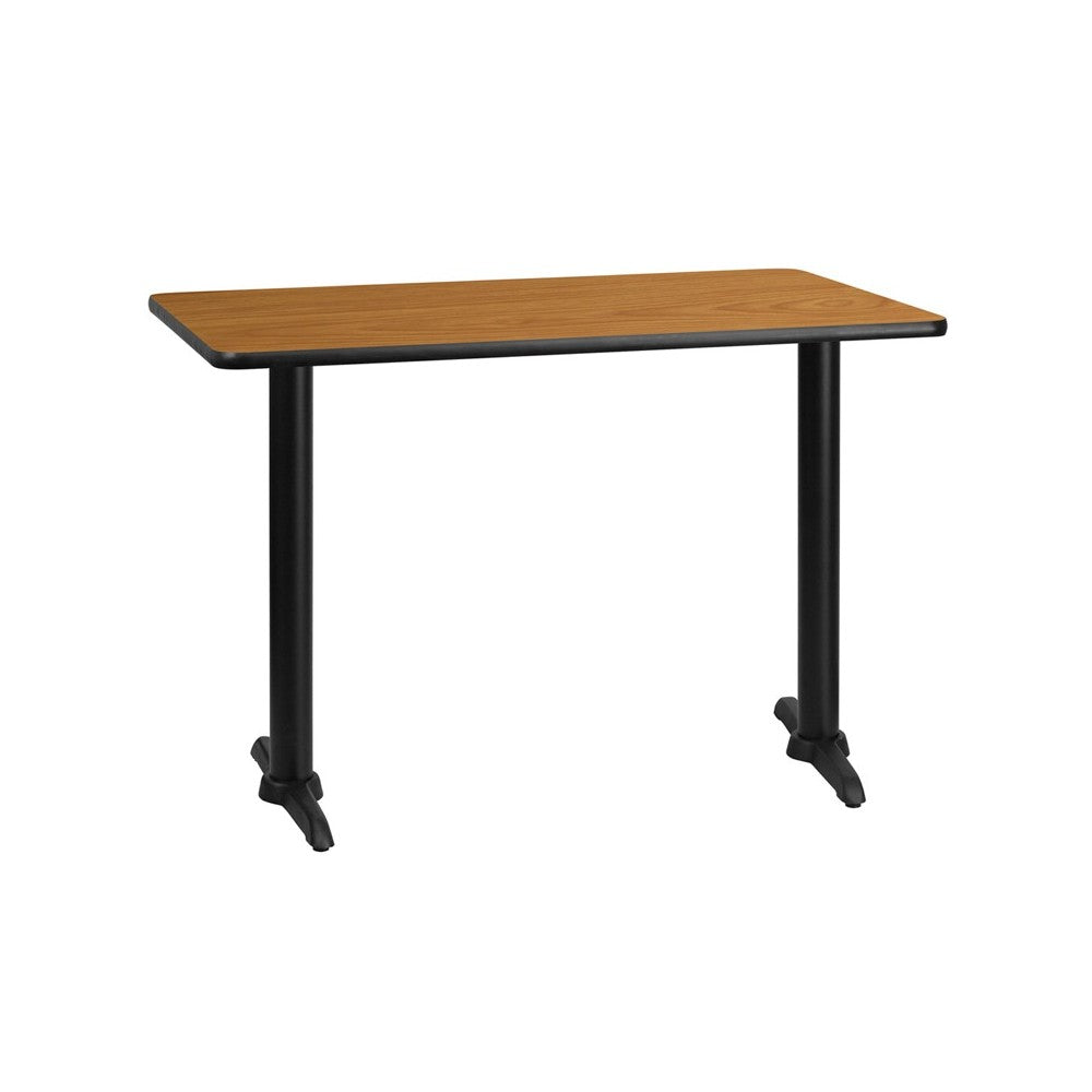 30'' x 42'' Rectangular Natural Laminate Table Top with 5'' x 22'' Table Height Bases