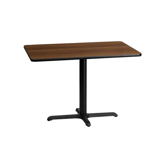 30'' x 42'' Rectangular Walnut Laminate Table Top with 23.5'' x 29.5'' Table Height Base