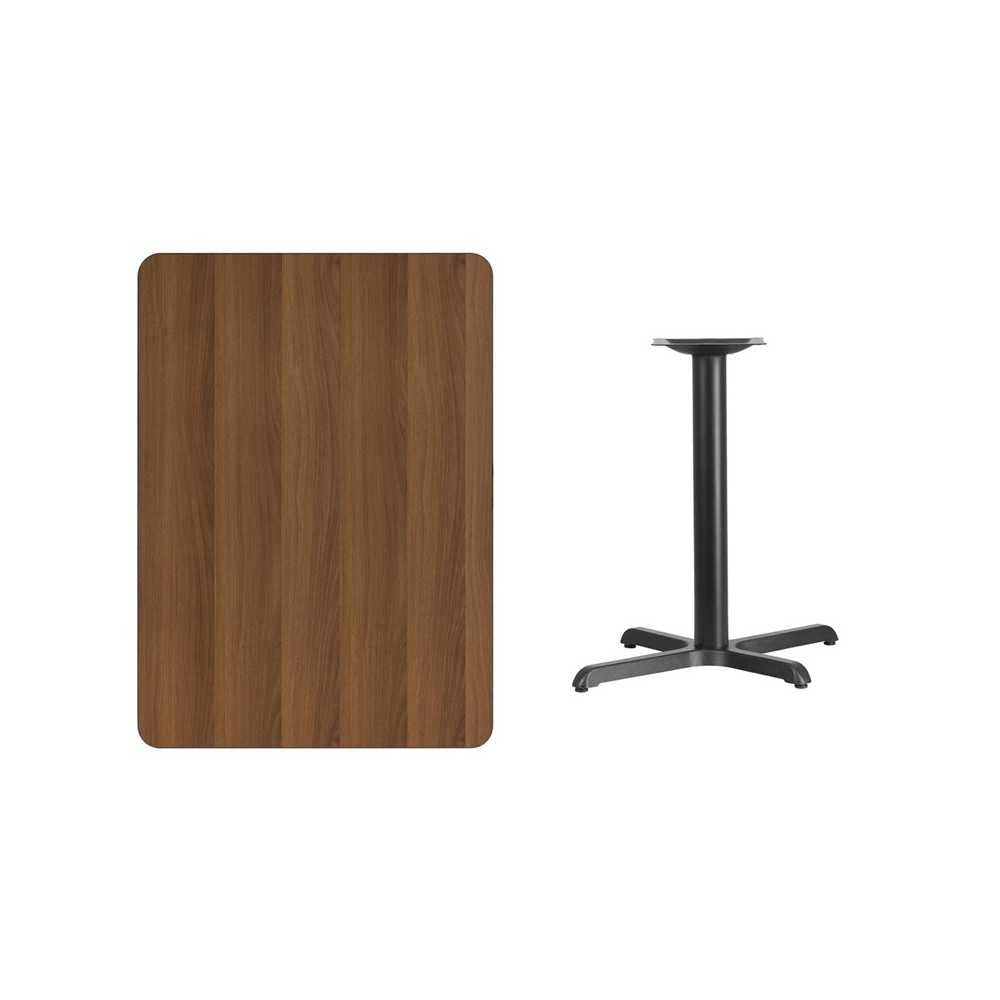 30'' x 42'' Rectangular Walnut Laminate Table Top with 23.5'' x 29.5'' Table Height Base