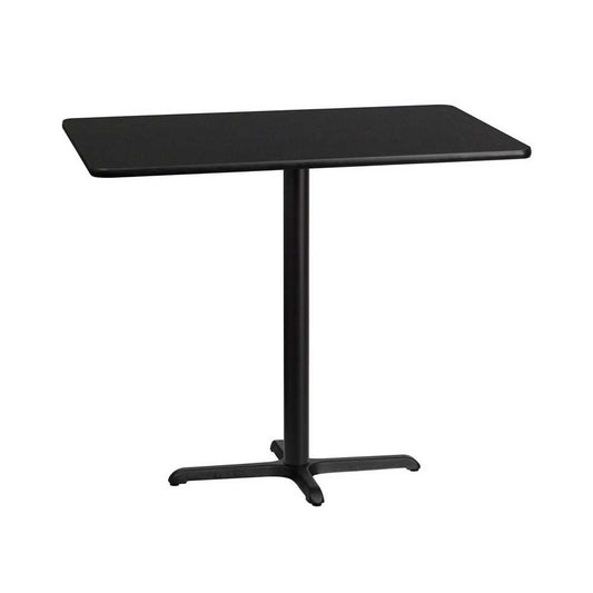 30'' x 48'' Rectangular Black Laminate Table Top with 23.5'' x 29.5'' Bar Height Table Base