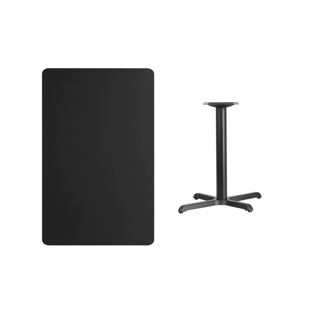 30'' x 48'' Rectangular Black Laminate Table Top with 23.5'' x 29.5'' Table Height Base