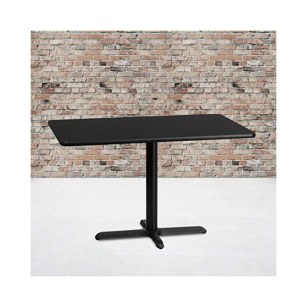 30'' x 48'' Rectangular Black Laminate Table Top with 23.5'' x 29.5'' Table Height Base