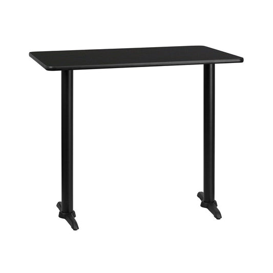 30'' x 48'' Rectangular Black Laminate Table Top with 5'' x 22'' Bar Height Table Bases