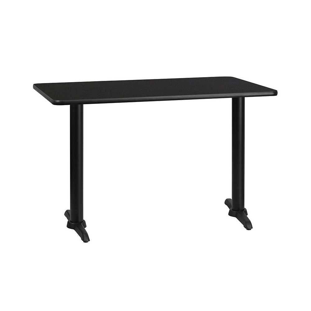 30'' x 48'' Rectangular Black Laminate Table Top with 5'' x 22'' Table Height Bases