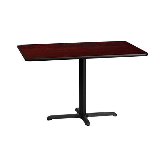 30'' x 48'' Rectangular Mahogany Laminate Table Top with 23.5'' x 29.5'' Table Height Base