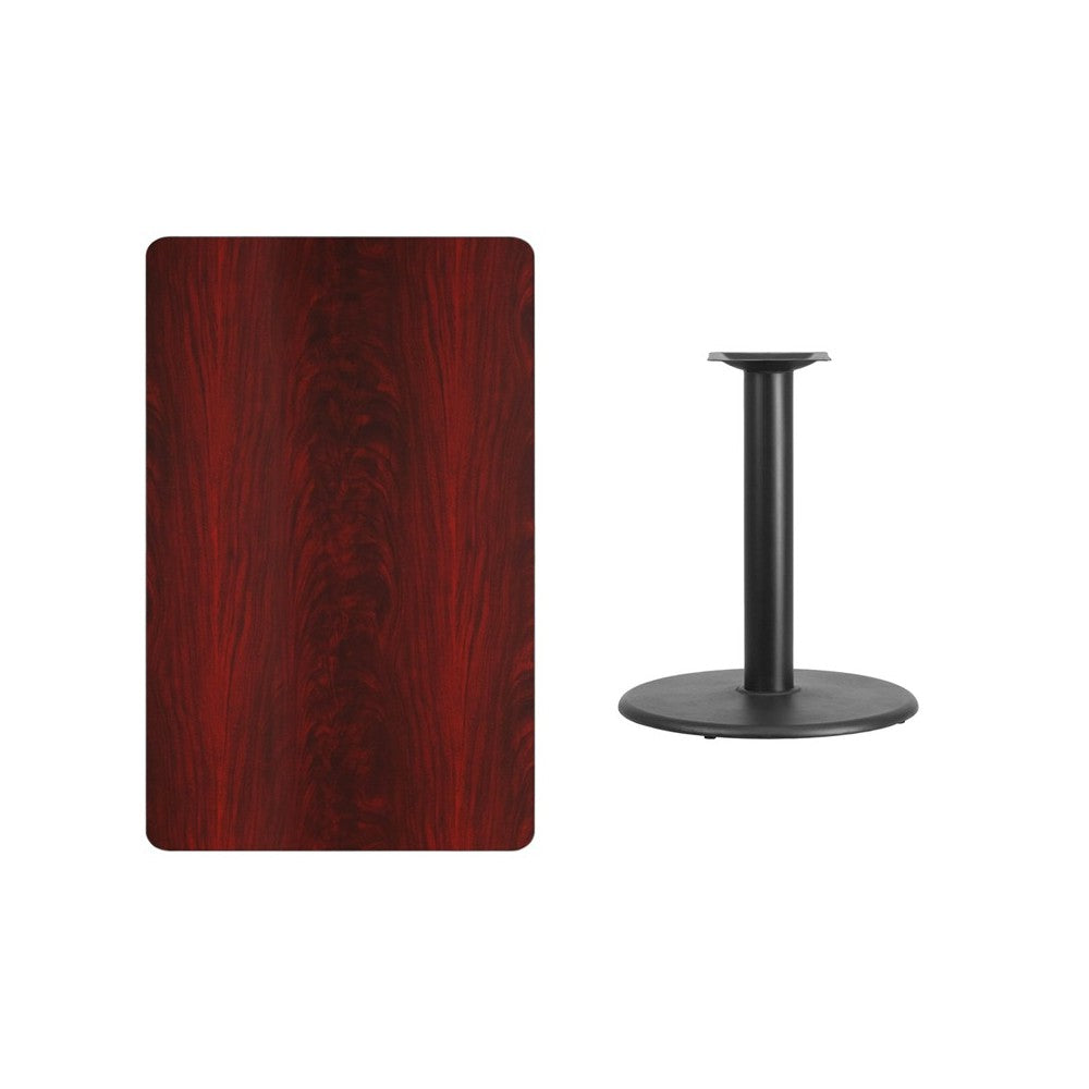 30'' x 48'' Rectangular Mahogany Laminate Table Top with 24'' Round Table Height Base