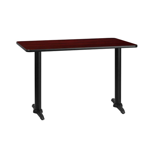 30'' x 48'' Rectangular Mahogany Laminate Table Top with 5'' x 22'' Table Height Bases