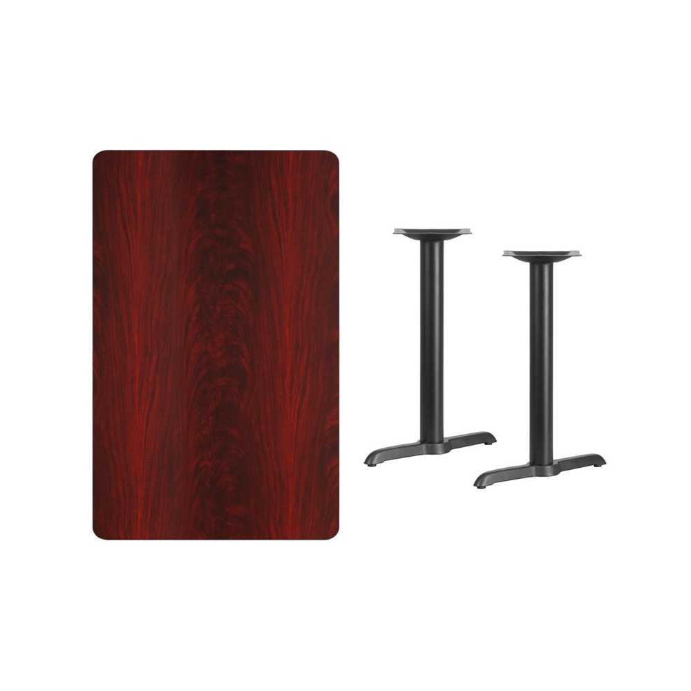 30'' x 48'' Rectangular Mahogany Laminate Table Top with 5'' x 22'' Table Height Bases