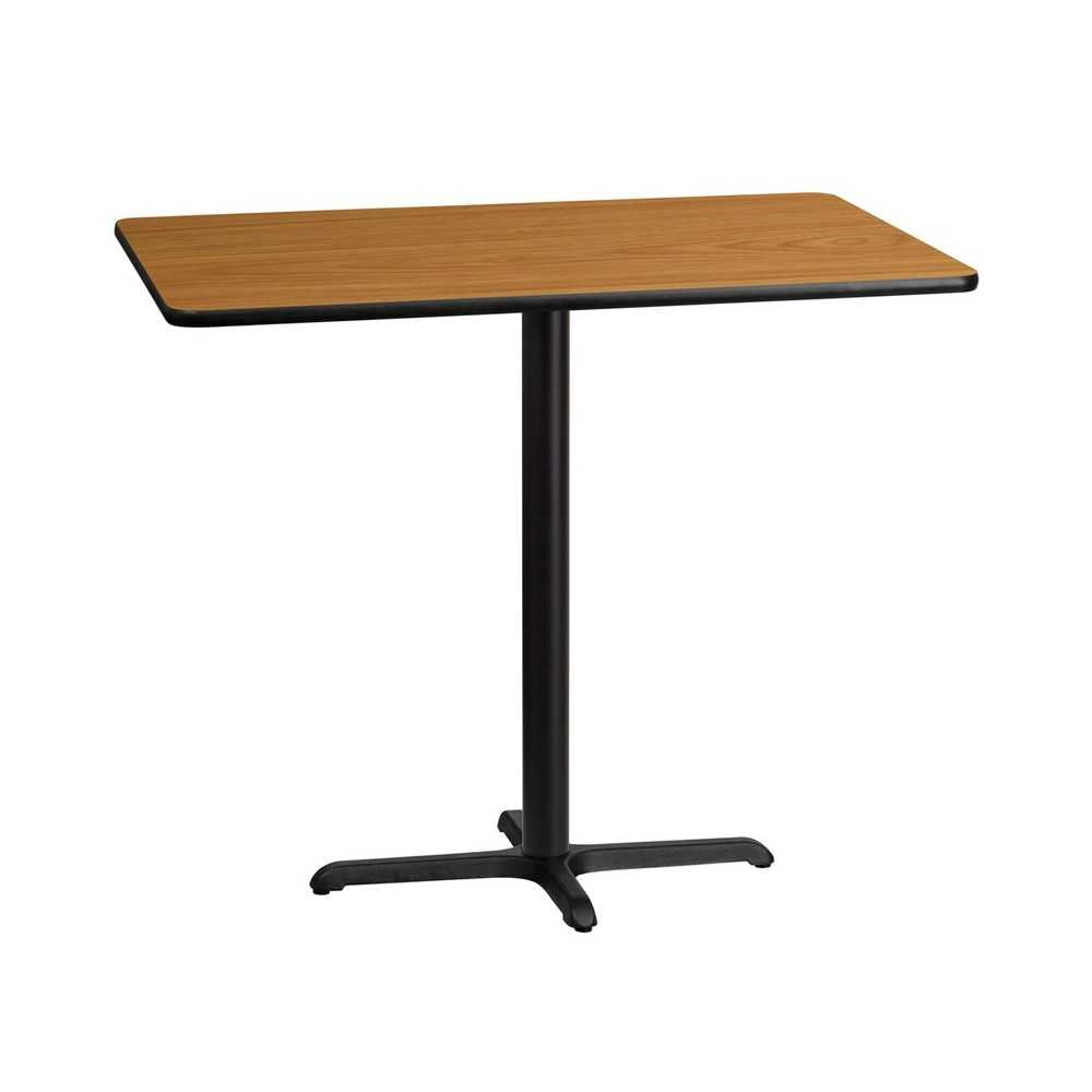 30'' x 48'' Rectangular Natural Laminate Table Top with 23.5'' x 29.5'' Bar Height Table Base