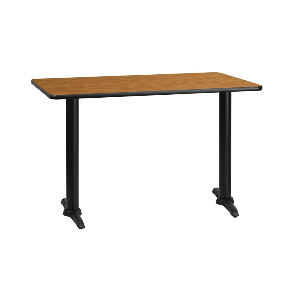 30'' x 48'' Rectangular Natural Laminate Table Top with 5'' x 22'' Table Height Bases