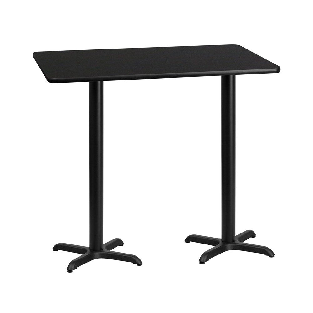 30'' x 60'' Rectangular Black Laminate Table Top with 22'' x 22'' Bar Height Table Bases