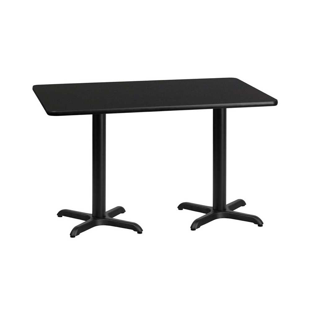 30'' x 60'' Rectangular Black Laminate Table Top with 22'' x 22'' Table Height Bases