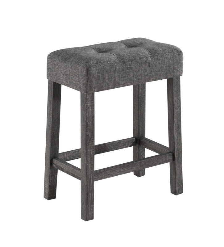 Oriana Gray 4 Piece 36" Pub Table Set with Tufted Gray Linen Stools