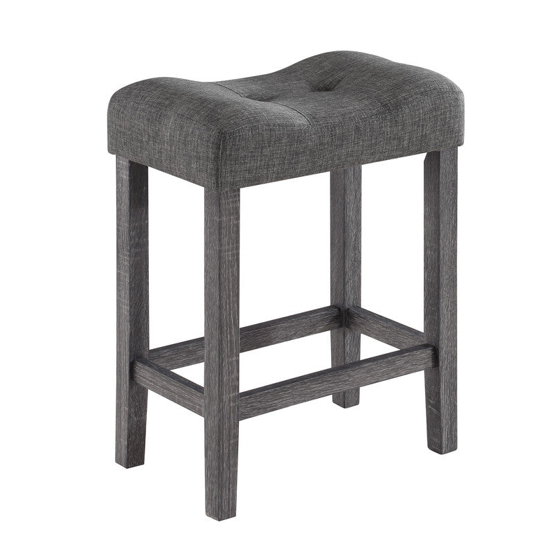 Lucian Gray 5 Piece 36" Pub Table Set with Tufted Gray Linen Stools