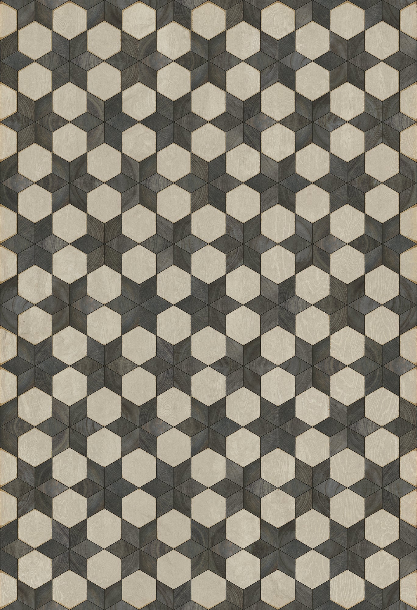 Artisanry - Illuminated â€“ Black Star 52x76 Vintage Vinyl Floorcloth