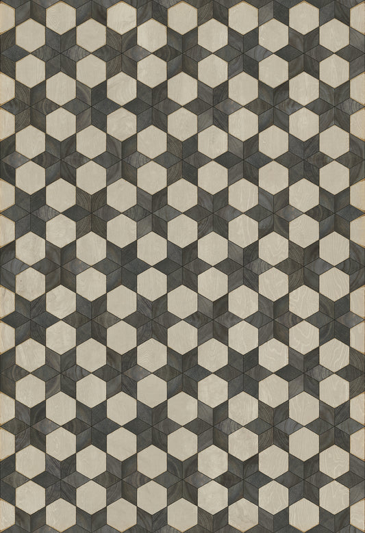 Artisanry - Illuminated â€“ Black Star 52x76 Vintage Vinyl Floorcloth