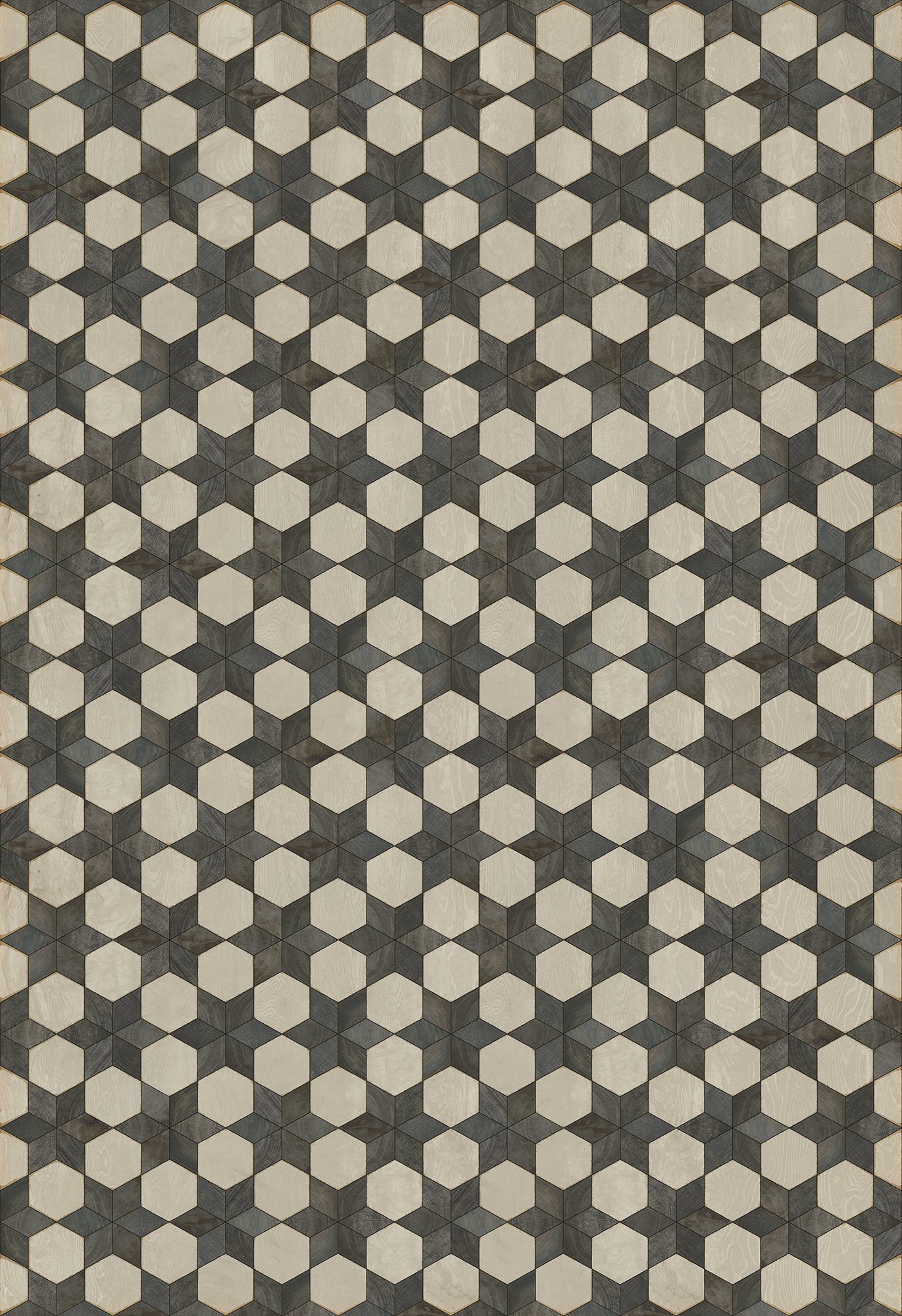 Artisanry - Illuminated â€“ Black Star 96x140 Vintage Vinyl Floorcloth