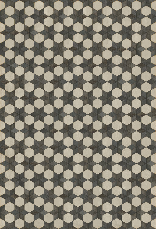 Artisanry - Illuminated â€“ Black Star 96x140 Vintage Vinyl Floorcloth