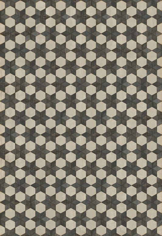 Artisanry - Illuminated â€“ Black Star 120x175 Vintage Vinyl Floorcloth