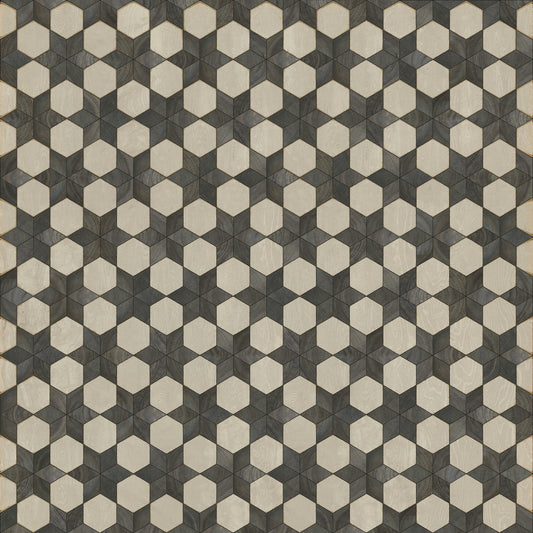 Artisanry - Illuminated â€“ Black Star 96x96 Vintage Vinyl Floorcloth