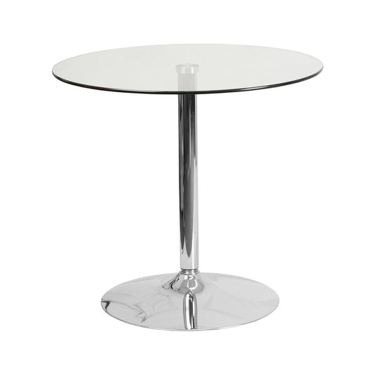 31.5'' Round Glass Table with 29''H Chrome Base