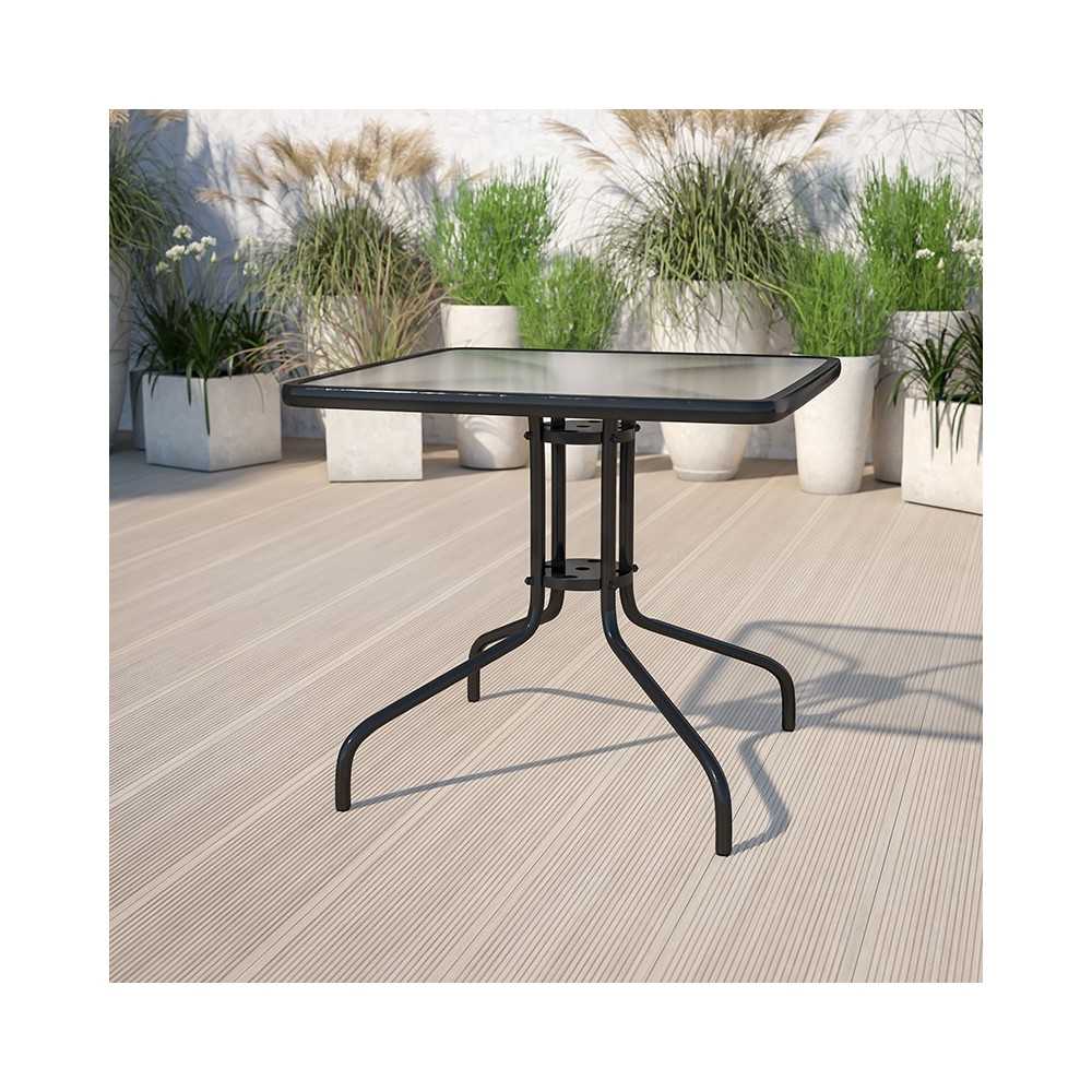 31.5'' Square Tempered Glass Metal Table