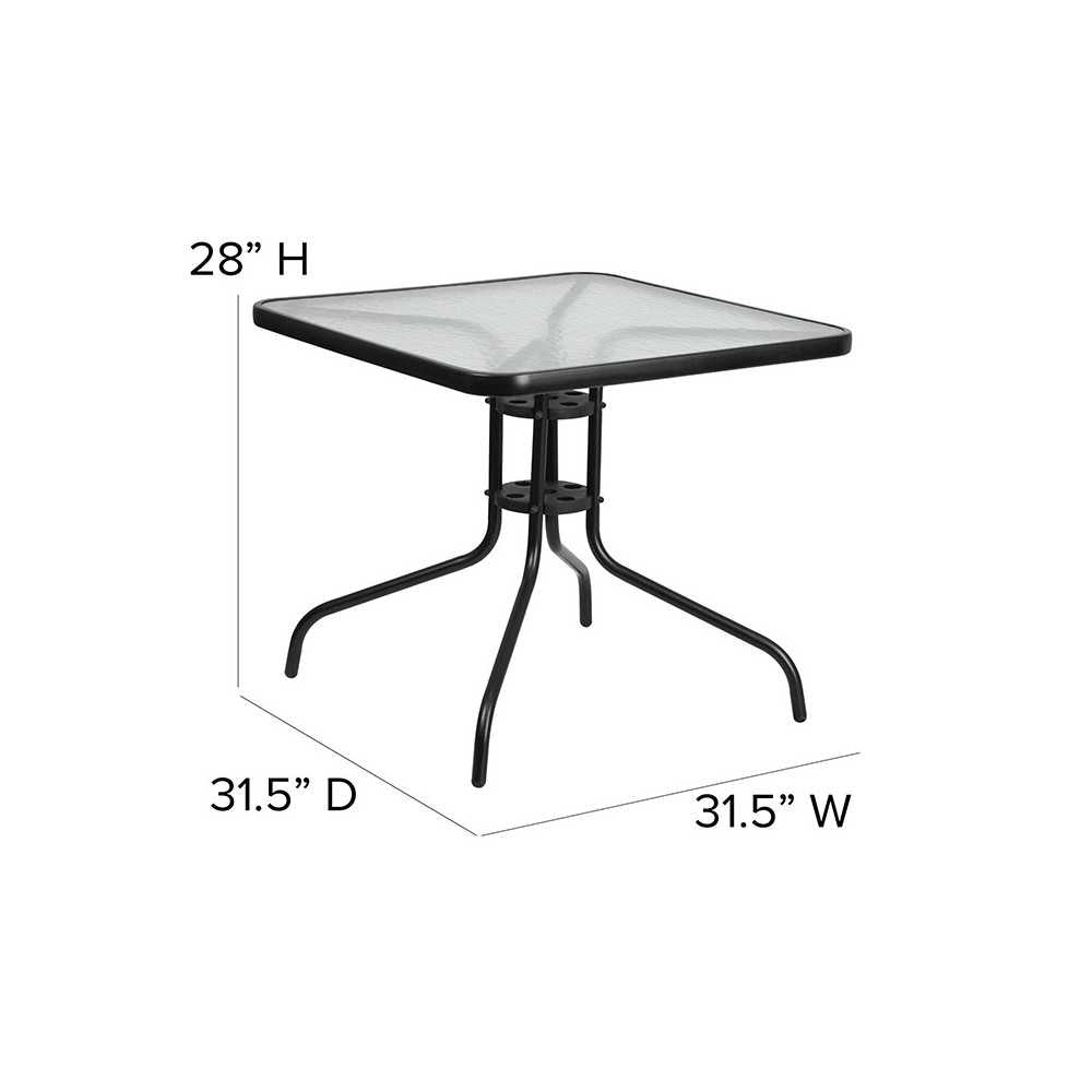 31.5'' Square Tempered Glass Metal Table