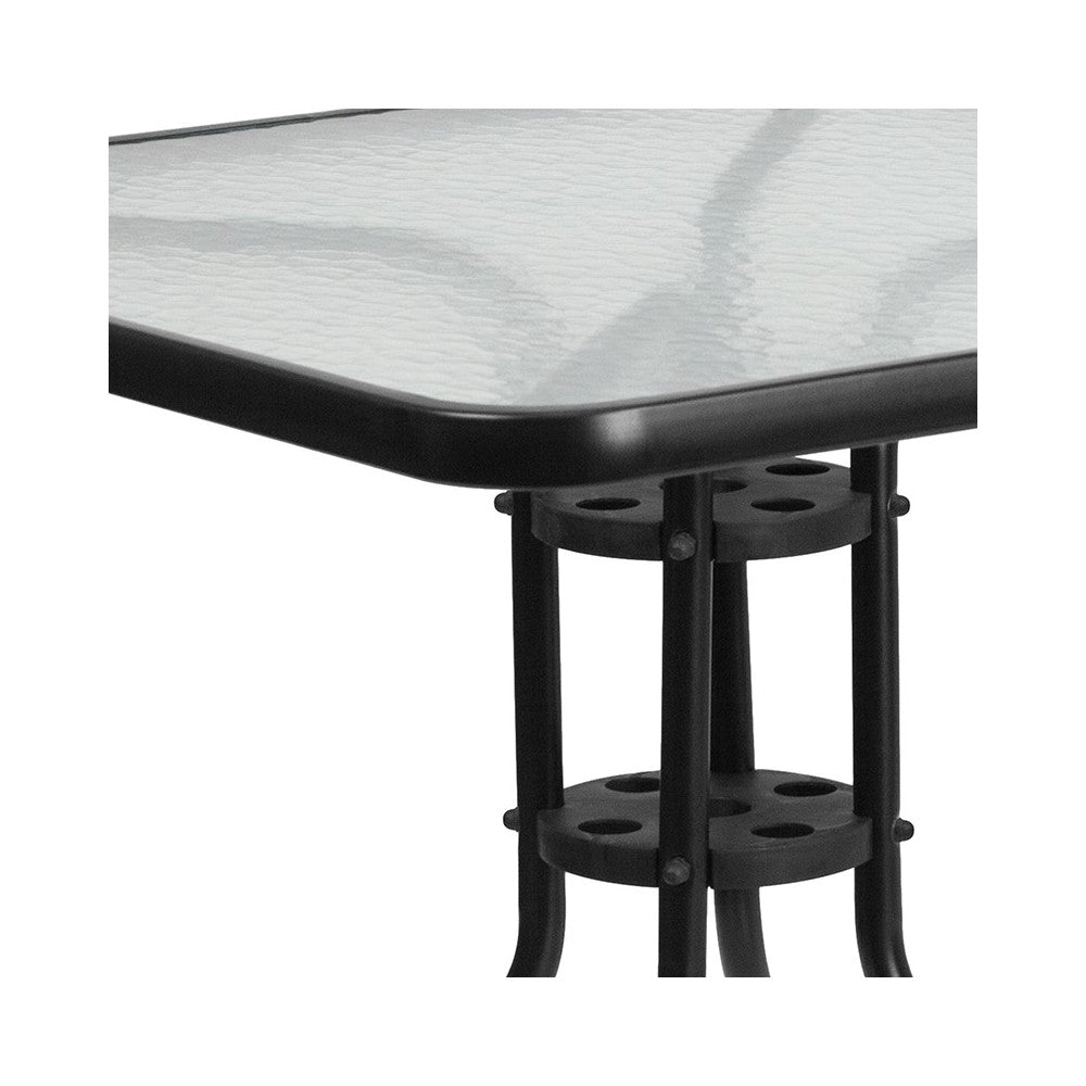31.5'' Square Tempered Glass Metal Table