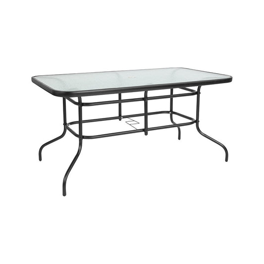 31.5" x 55" Rectangular Tempered Glass Metal Table
