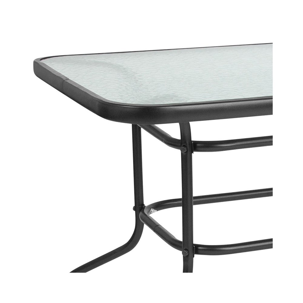31.5" x 55" Rectangular Tempered Glass Metal Table