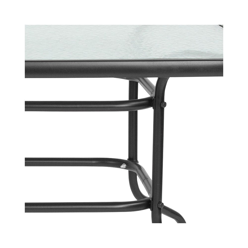 31.5" x 55" Rectangular Tempered Glass Metal Table