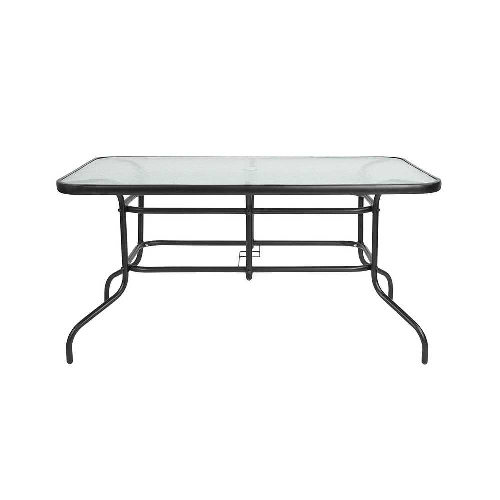 31.5" x 55" Rectangular Tempered Glass Metal Table