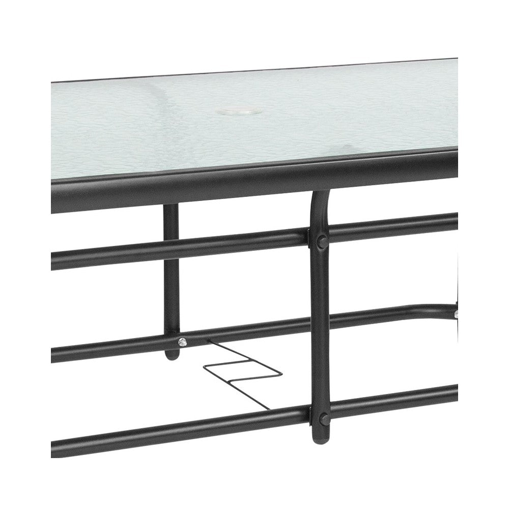 31.5" x 55" Rectangular Tempered Glass Metal Table
