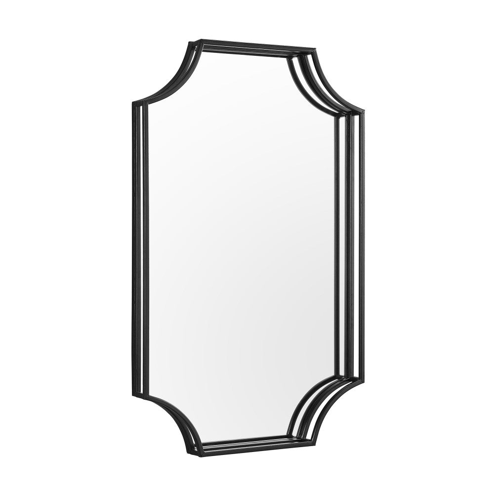 32" Rectangle Notched Corner Metal Framed Mirror - Black