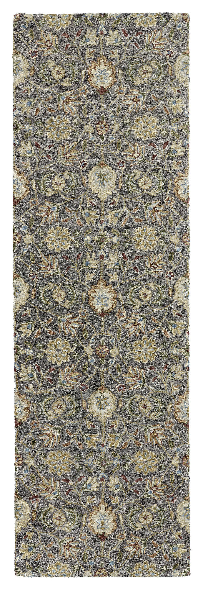 Kaleen Helena Collection Charcoal Background Beige Runner 2'6" x 8'
