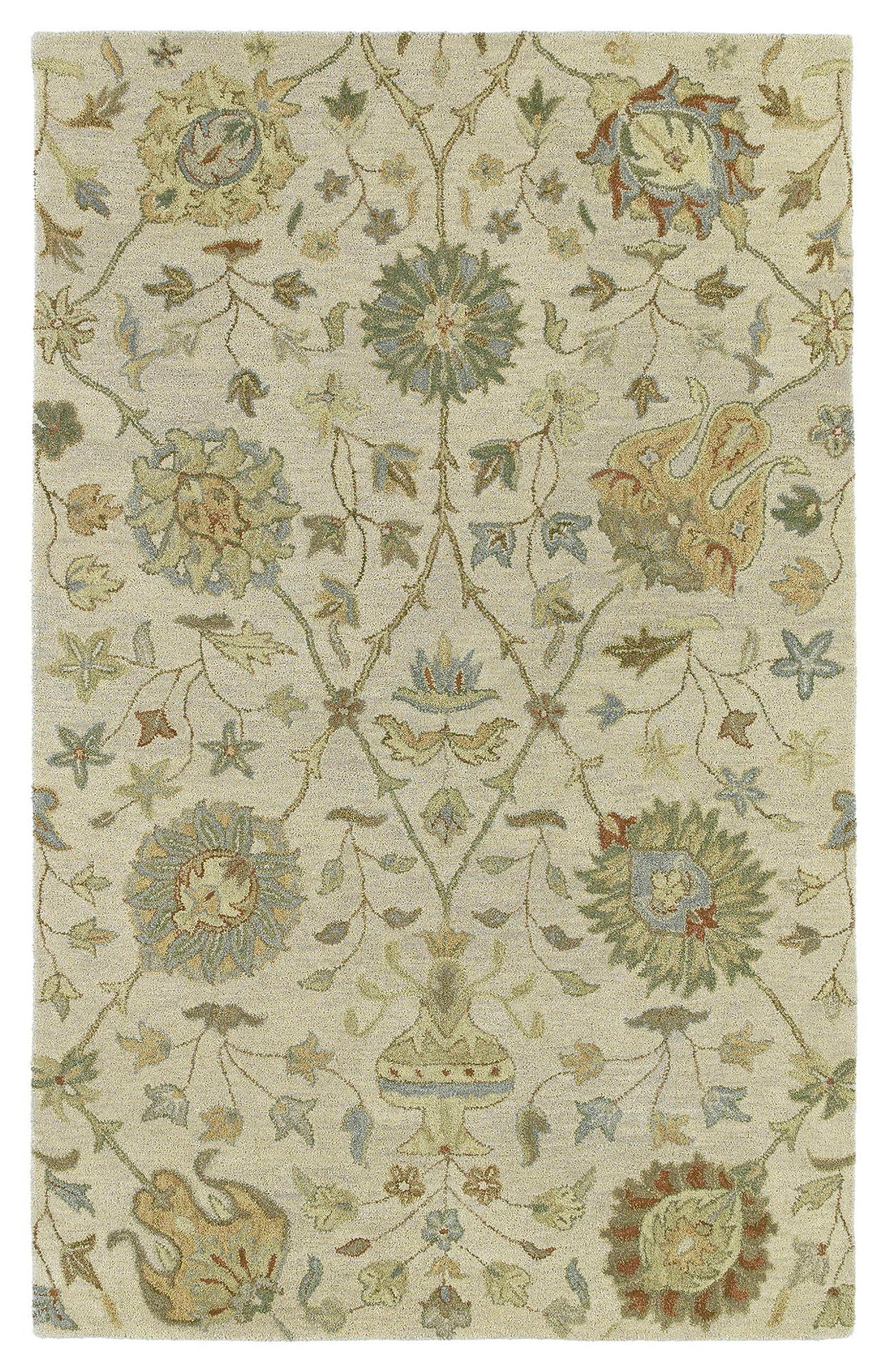 Kaleen Helena Collection Sand Background Sage Runner 2'6" x 8'