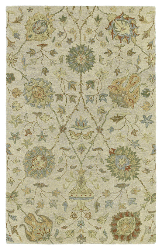 Kaleen Helena Collection Sand Background Sage Area Rug 8' x 10'