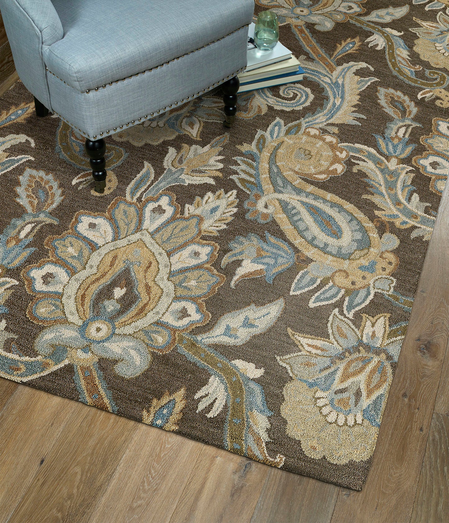 Kaleen Helena Collection Dark Brown Runner 2'6" x 8'