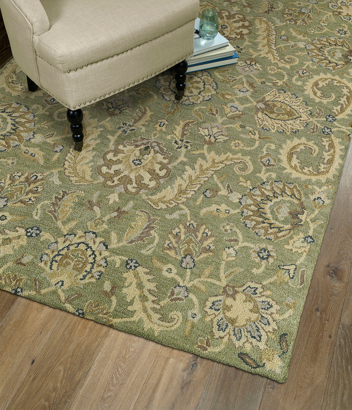 Kaleen Helena Collection Dark Green Throw Rug 2' x 3'